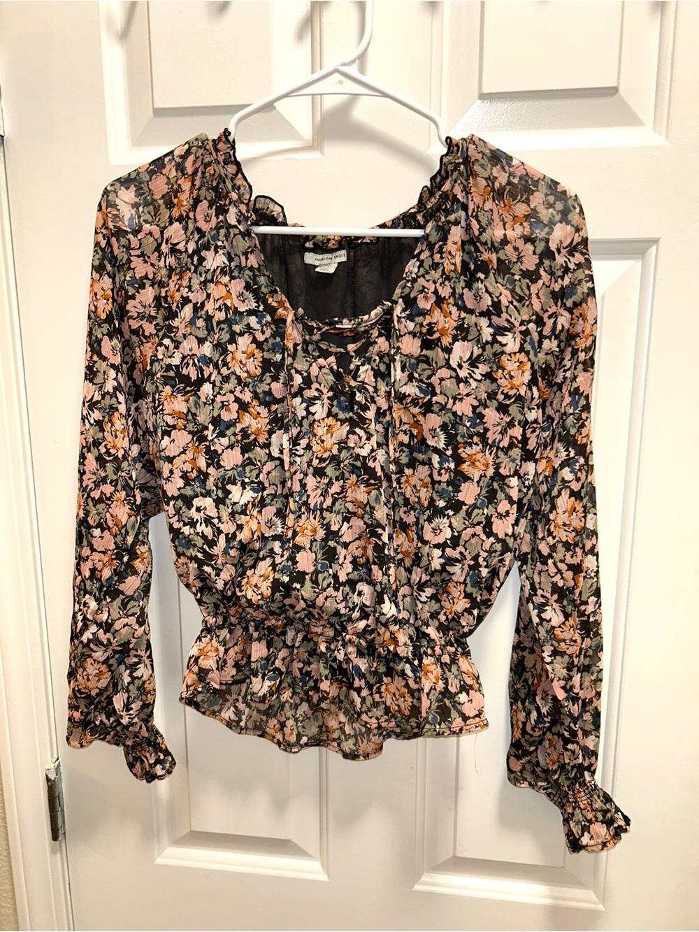American Eagle Outfitters Womens Long Sleeve Blouse Floral Size Small